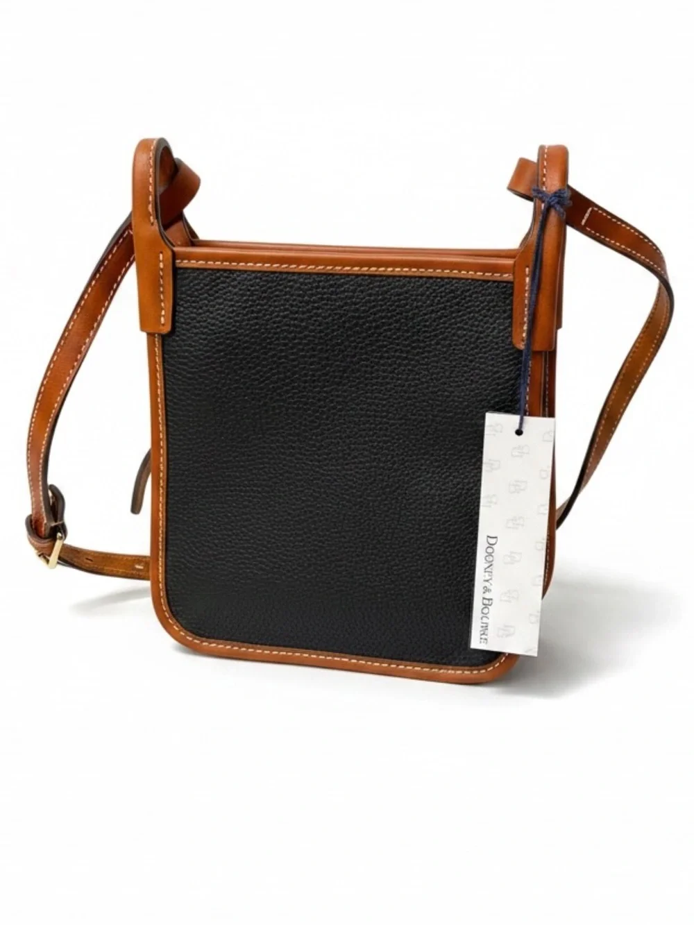 Dooney & Bourke Black Pebble Grain Leather Letter Carrier Crossbody Bag